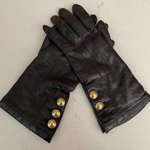 Women's Coach Black Leather Gloves Size 8
